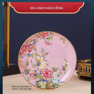 BỘ 6 ĐĨA SỨ HOA KHAI PHÚ QUÝ 6 MẦU CAO CẤP – QUÀ TẶNG ĐẲNG CẤP CHO KHÔNG GIAN